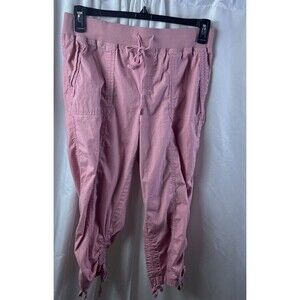 Palm Rio Women’s Pull on Cotton Capri Pants Pink Size M Casual Y2K Cozy